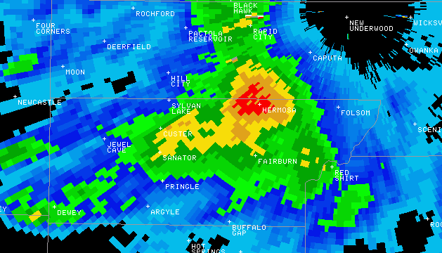 Storm-total rainfall on August 17, 2007