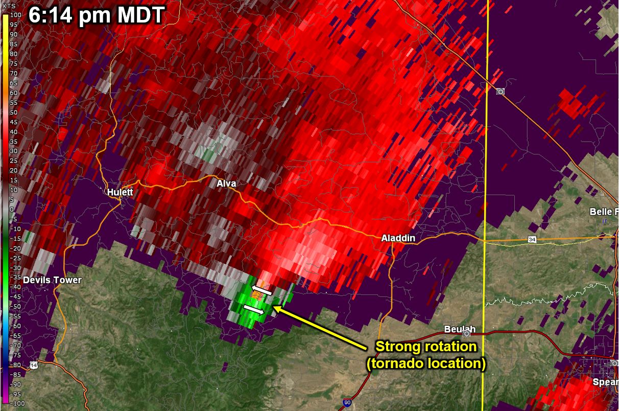 July 13, 2009 614 PM MDT Storm Relative Velocity Image