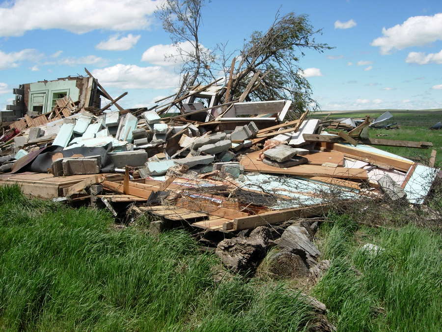 Damage to uninhabited cinder block home