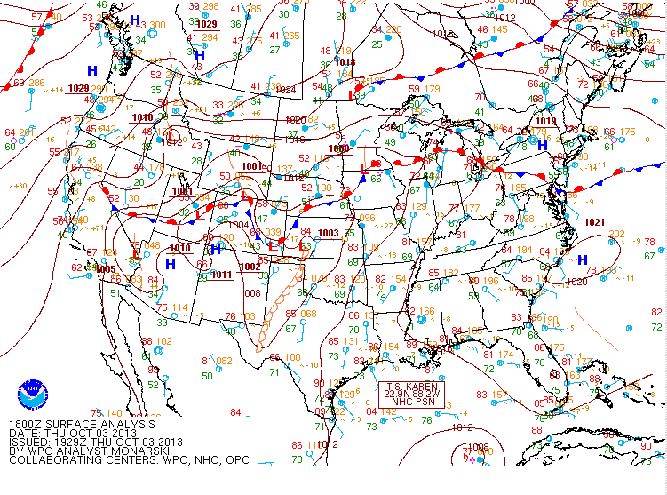 October 3, 2013 18z Surface Map