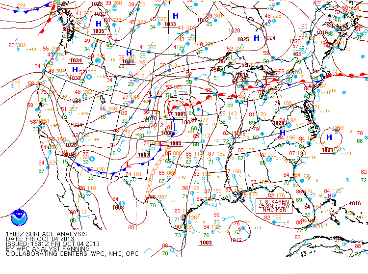 October 4, 2013 18z Surface Map