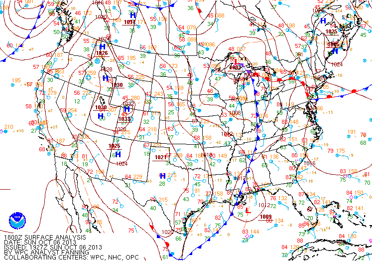 October 6, 2013 18z Surface Map