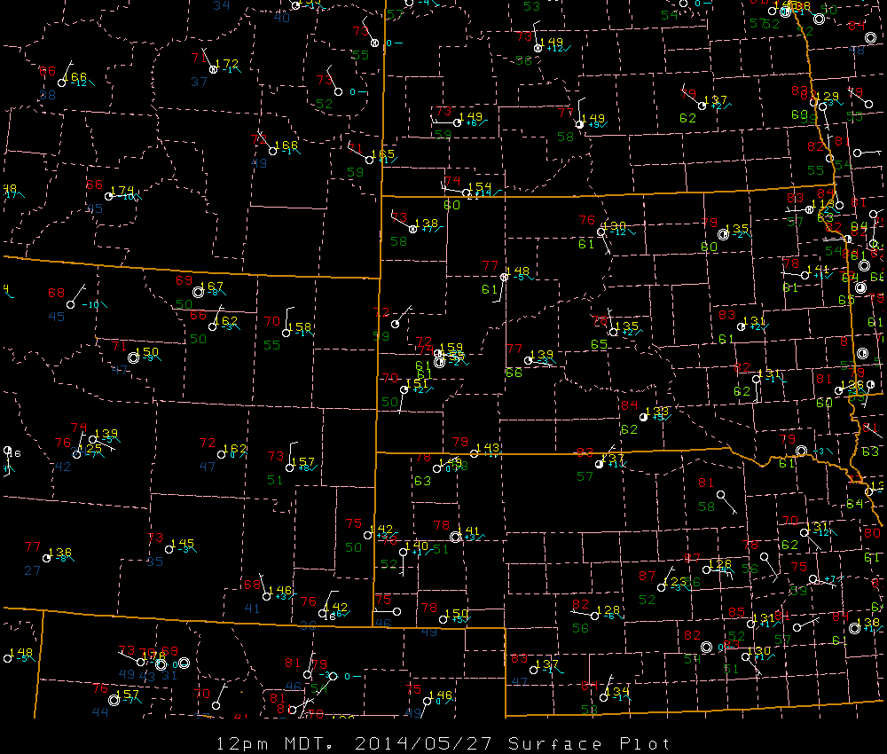 Surface map valid 12 pm MDT 27 May 2014