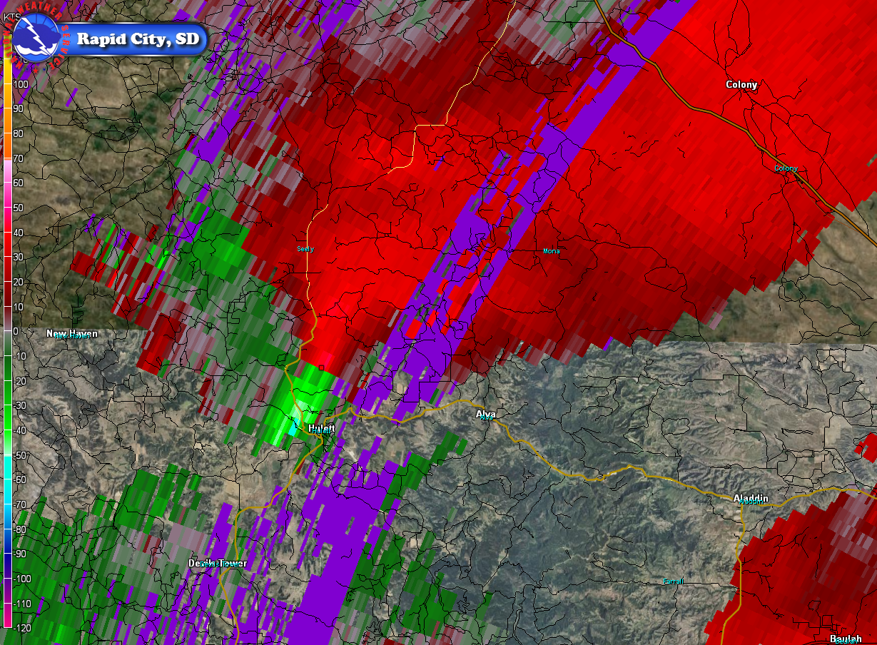 June 13, 2014 441 pm MDT storm-relative velocity image