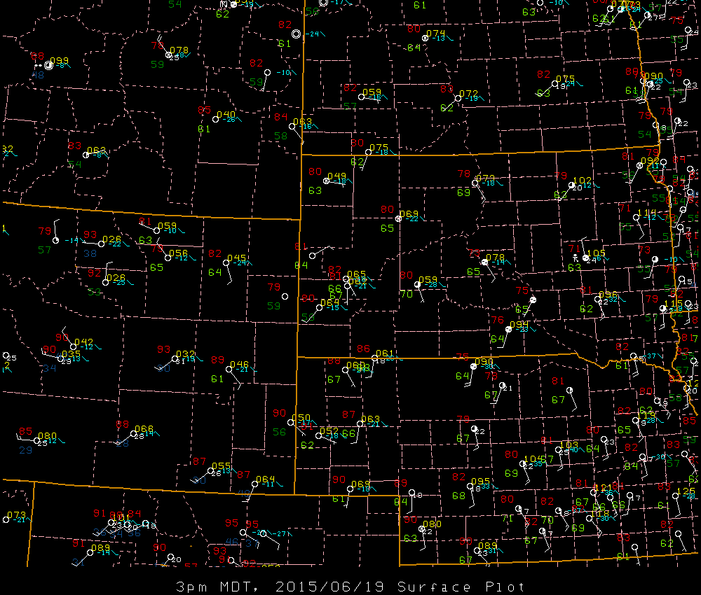 Surace map valid 3 pm MDT 19 June 2015