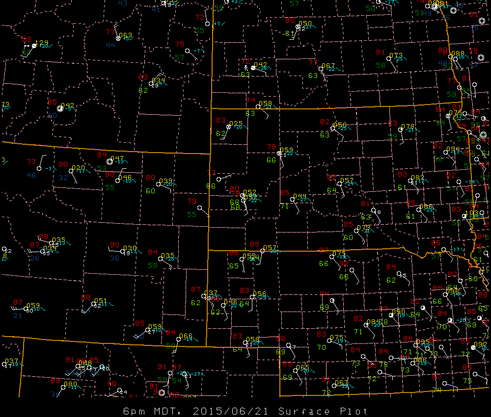 Surface map valid 6 pm MDT 21 June 2015