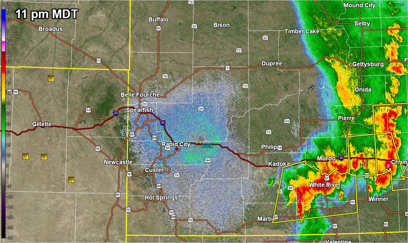 Radar image valid 11 pm MDT 27 July 2015