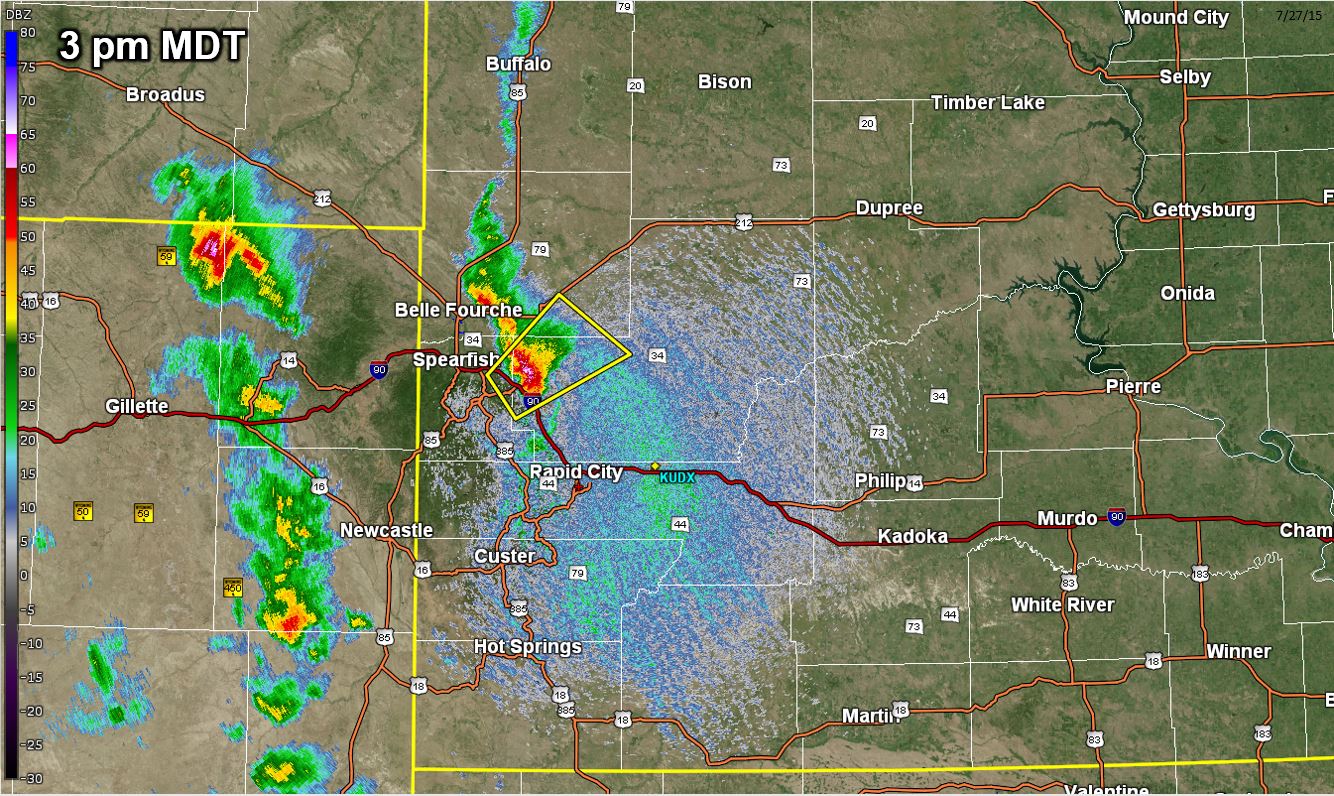 Radar image valid 3 pm MDT 27 July 2015