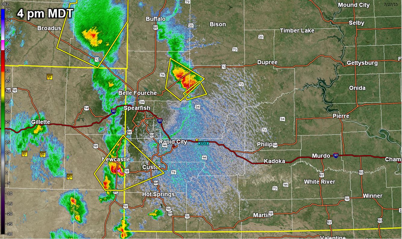 Radar image valid 4 pm MDT 27 July 2015