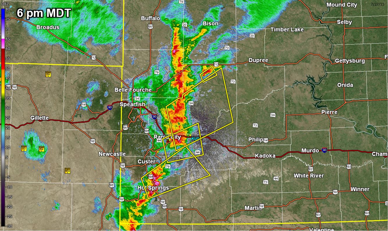 Radar image valid 6 pm MDT 27 July 2015