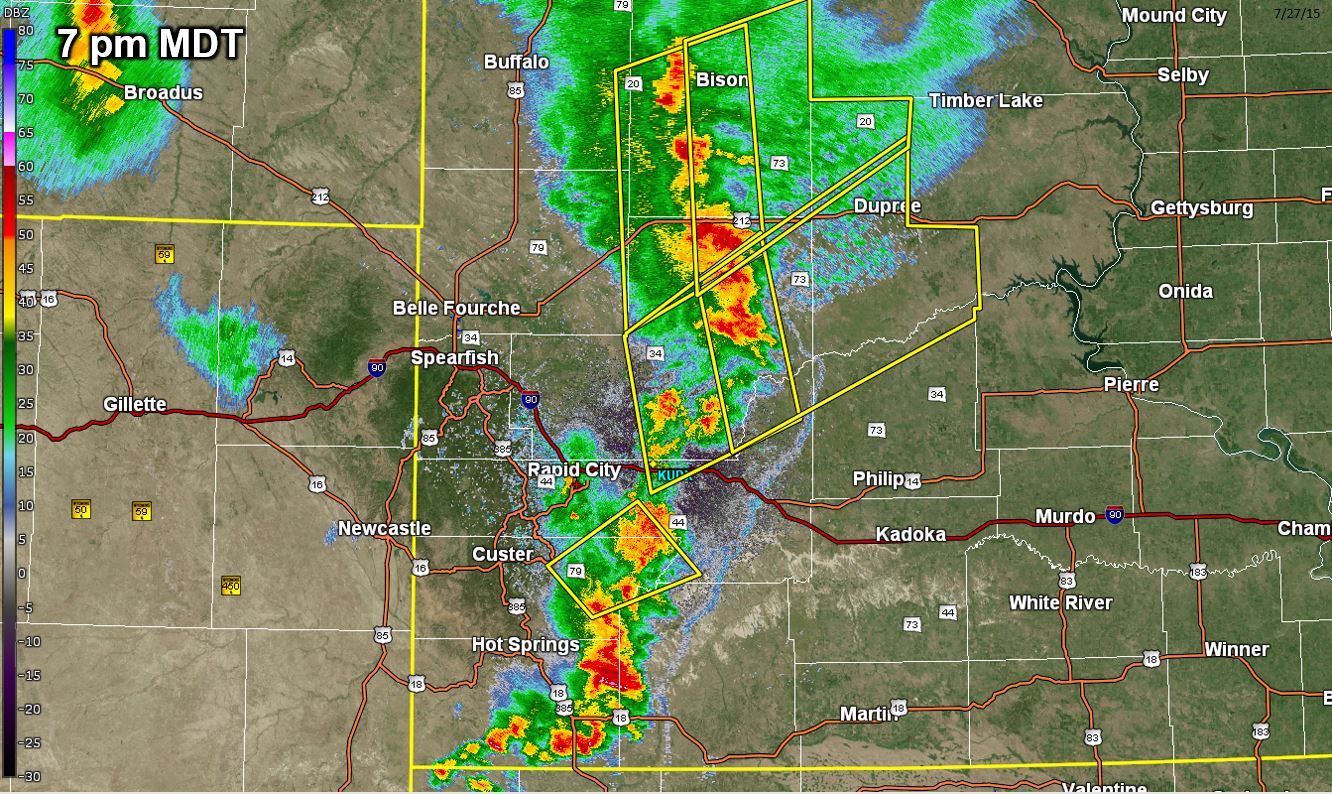 Radar image valid 7 pm MDT 27 July 2015