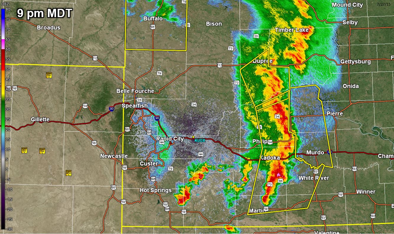 Radar image valid 9 pm MDT 27 July 2015