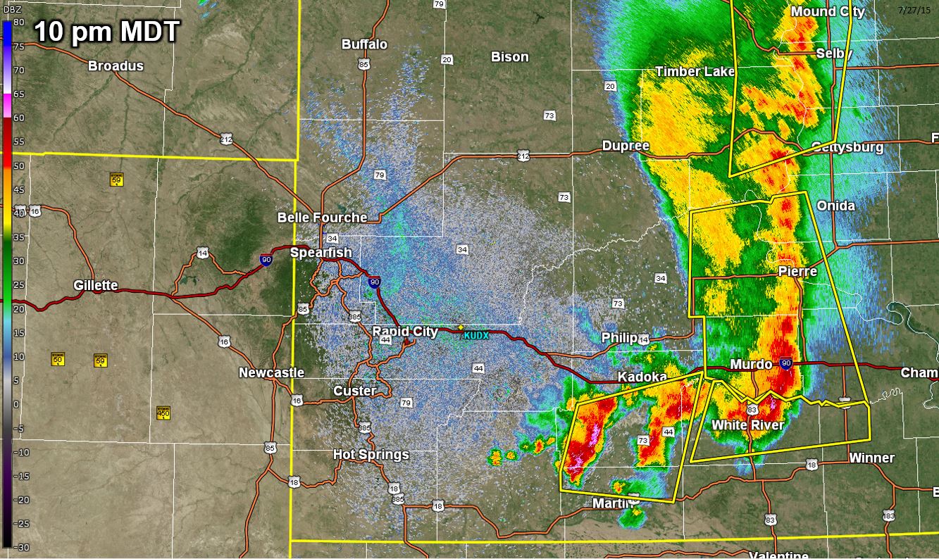 Radar image valid 10 pm MDT 27 July 2015