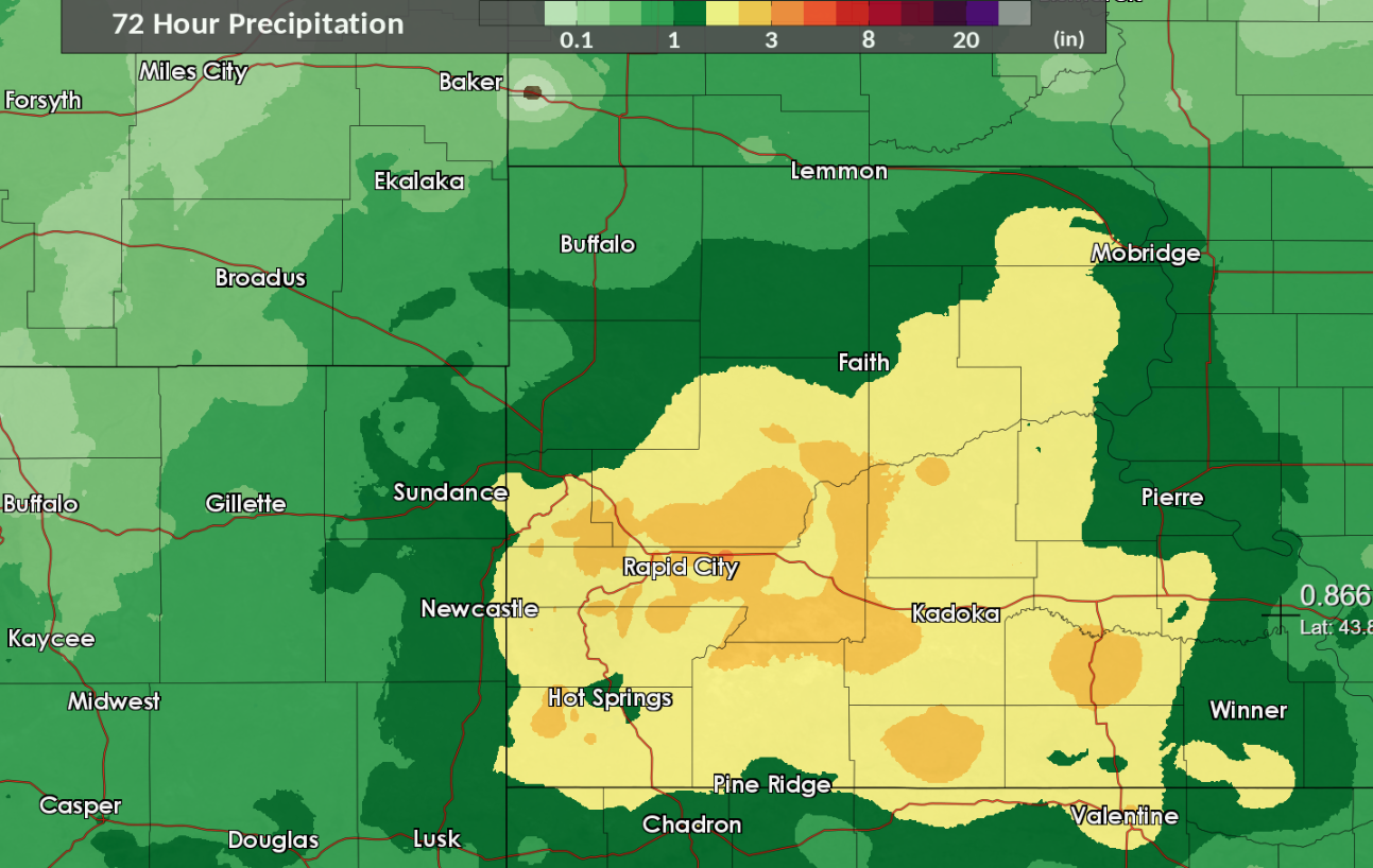 3 Day Estimated Rainfall Ending 6AM MDT June 19, 2018