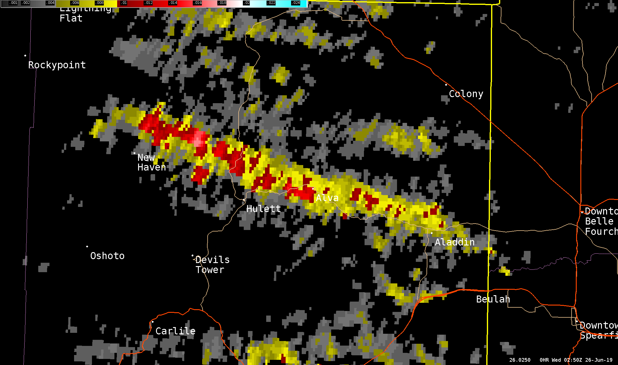 Radar rotation from 7:50 to 8:50 pm MDT