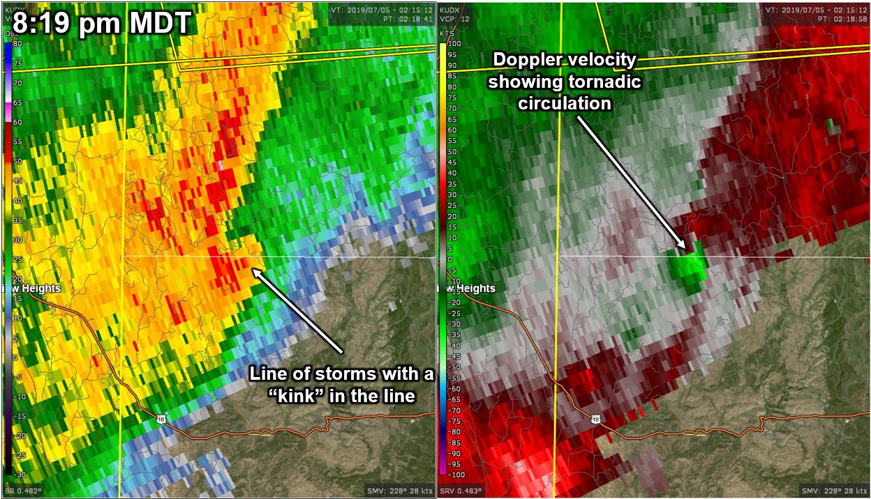 Radar image at 8:19 pm MDT on July 4, 2019