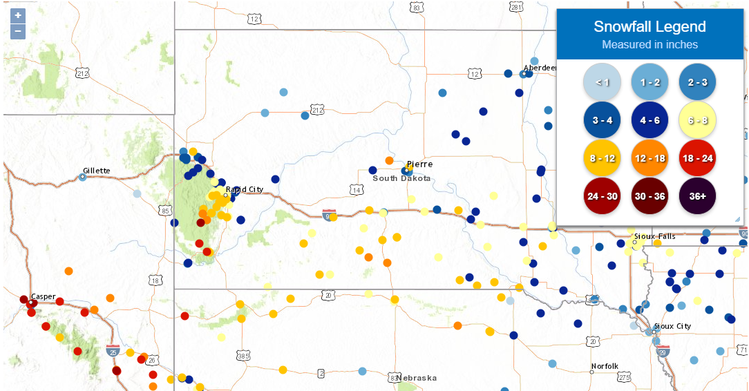 Map of Snowfall Reports