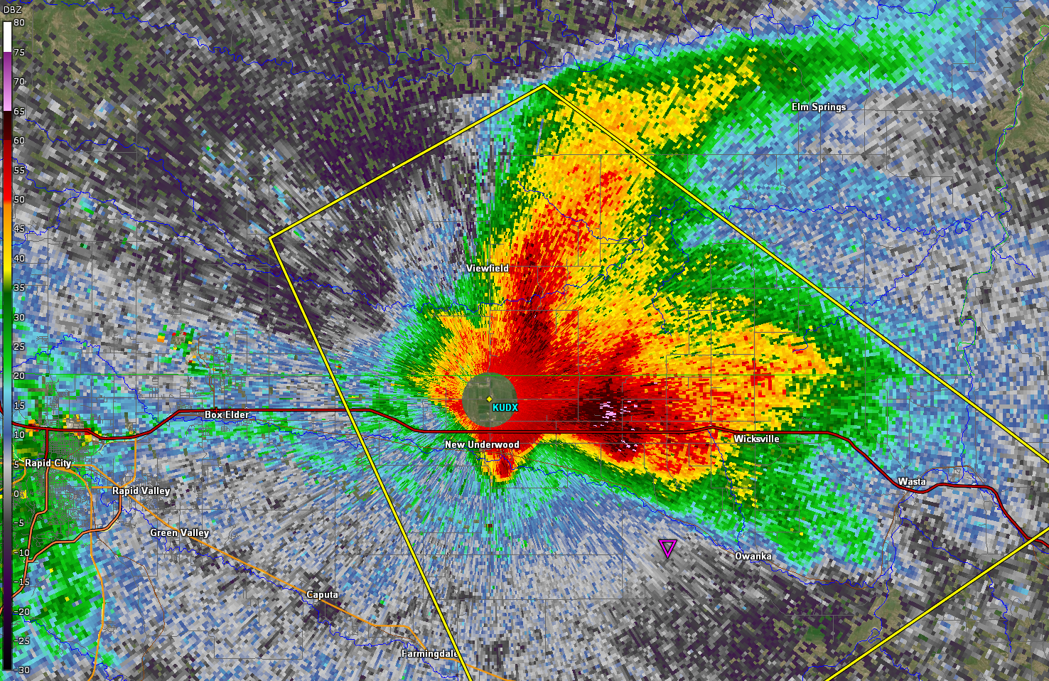 554 PM MDT July 8, 2021 0.5 Degree Base Reflectivity