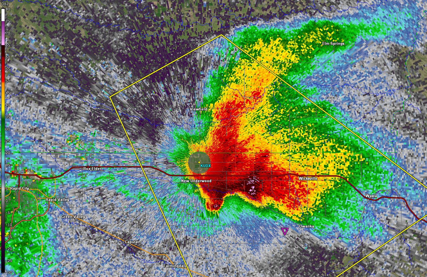 557 PM MDT July 8, 2021 0.5 Degree Base Reflectivity