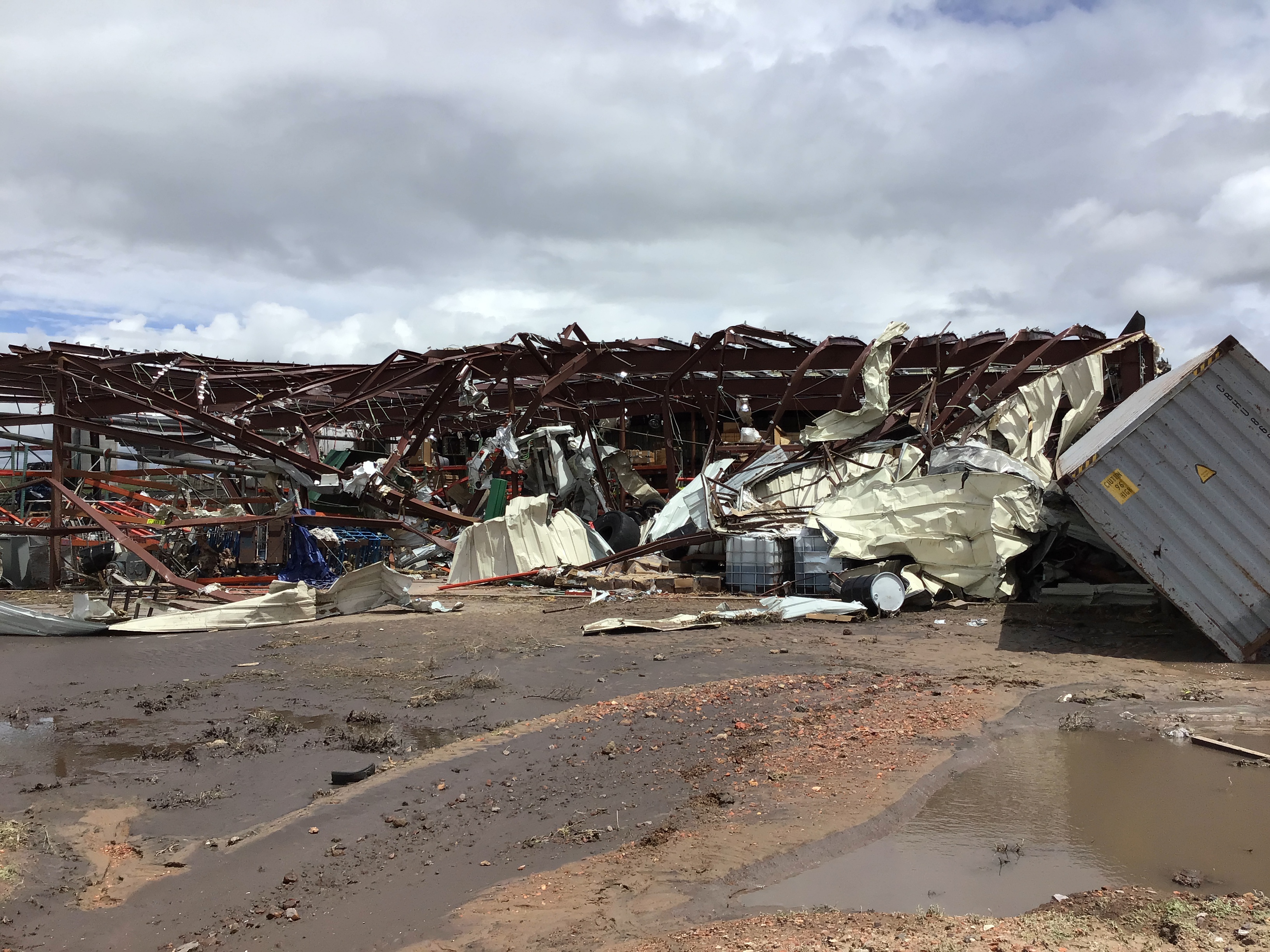 tornado damaged building