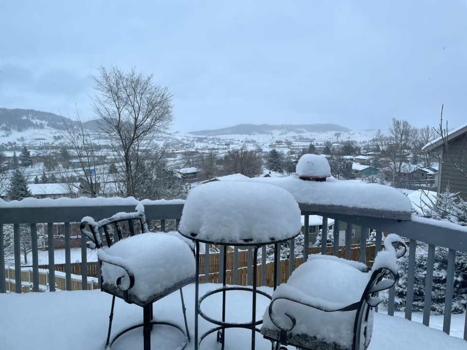 Heavy snow on deck and grill