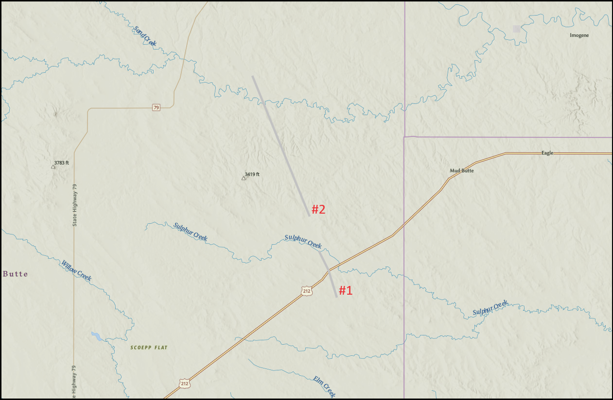 Track Map for Tornadoes #1 and #2