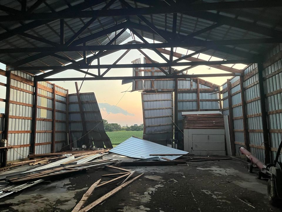 Damaged pole barn