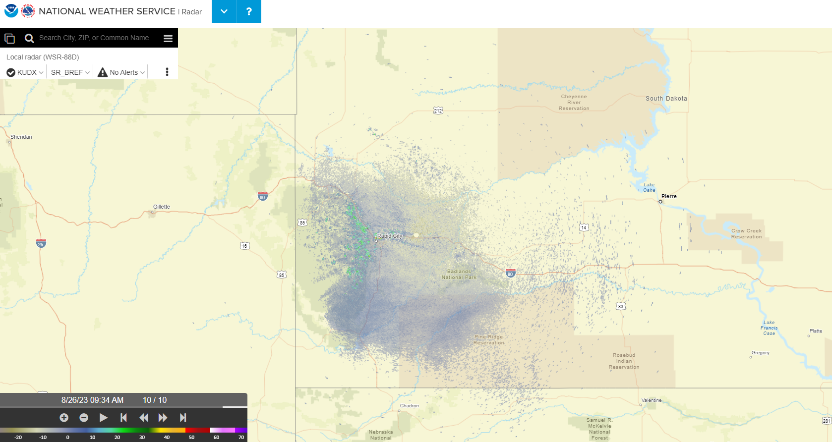 NWS Rapid City, SD Radar Display