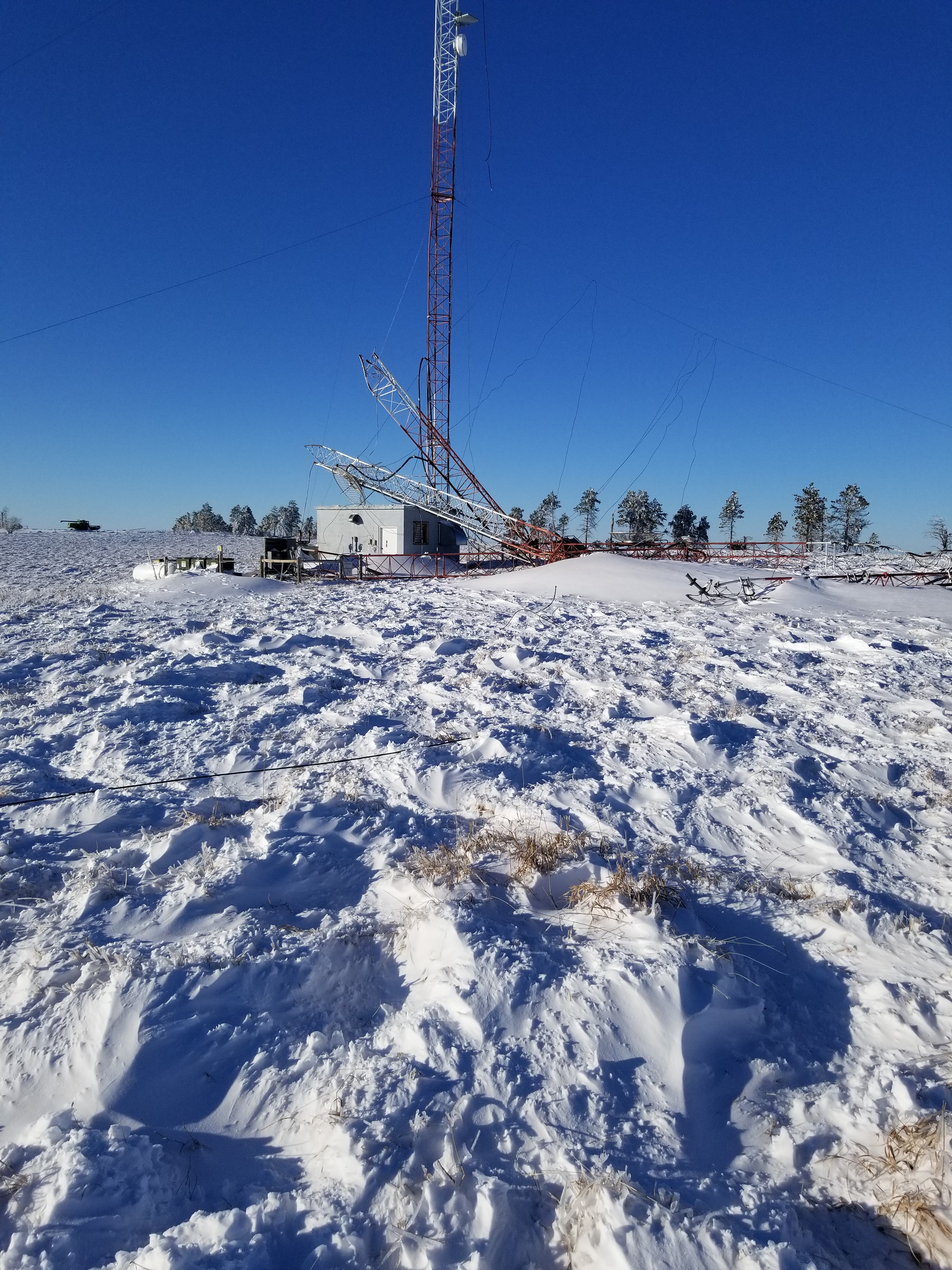 Collapsed radio tower