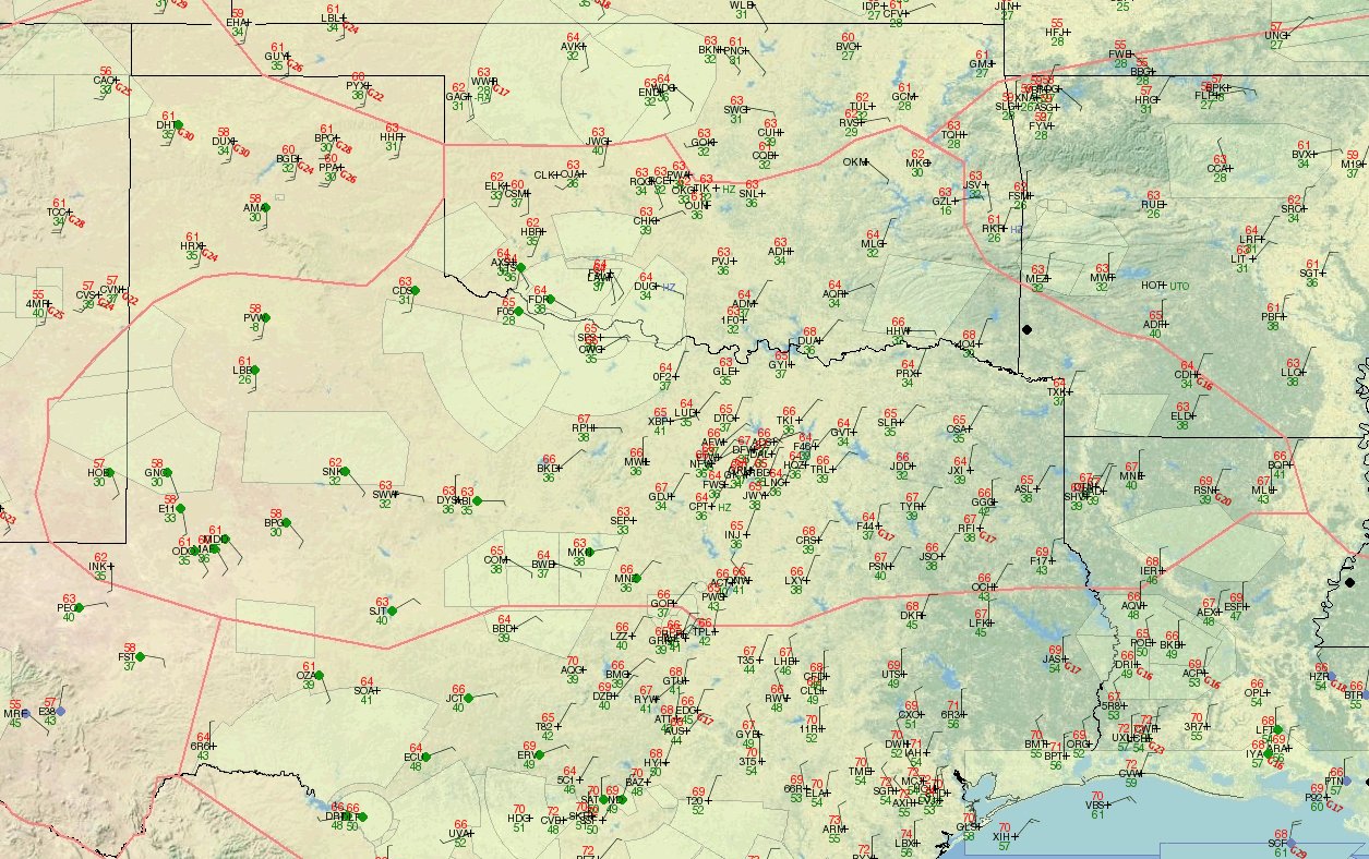 observations across Fort Worth ARTCC